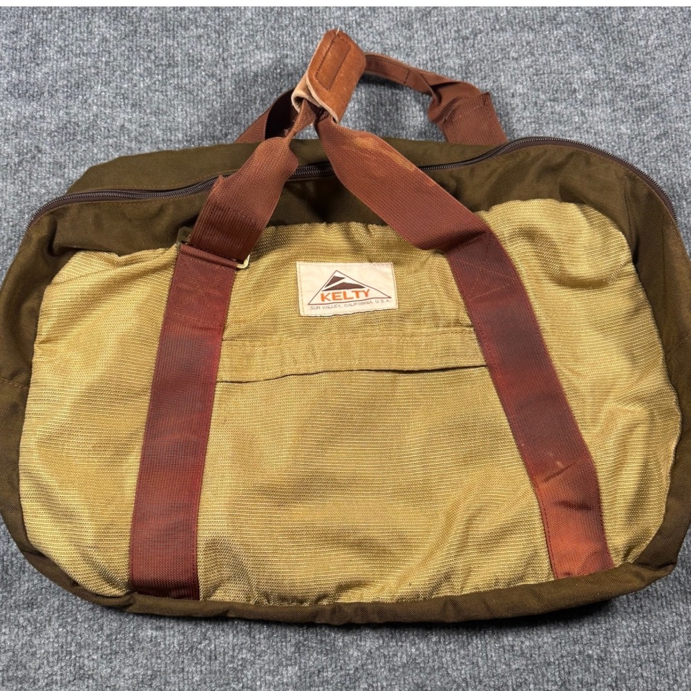 Vintage 60's Kelty Brown Tan Nylon Travel Luggage Duffle Bag